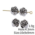 Rose Flower Large Hole Bead in Antique Silver Finish view 4