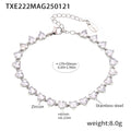 Heart Zircon Tennis Necklace Bracelet Gold Steel Multicolor view 7