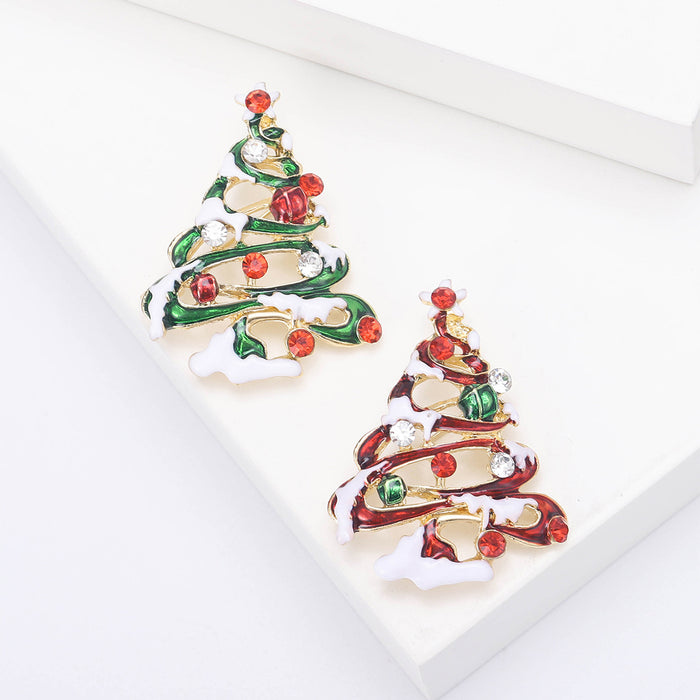 Enamel Christmas Tree Brooch In 2 Color Variants For Jackets and Scarves