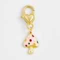 Enamel Mushroom Rose Heart Bear Daisy Charm Keychain in Gold Tone Alloy view 8