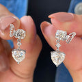 Butterfly and Heart Crystal Drop Earrings in Two Tones view 1