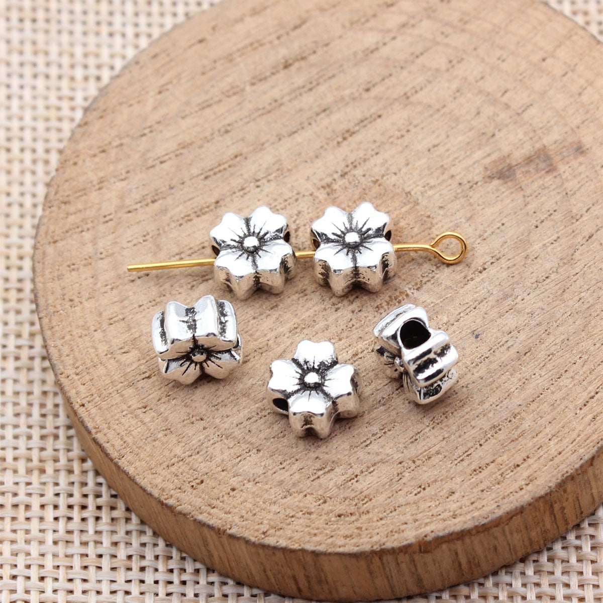 8.6x8.6x4.9mm 1g Antique Silver Zinc Alloy Flower Spacer Beads for DIY Necklace Bracelet Jewelry Making