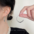 Silver Tone Abstract Open Circle Line Hoop Earrings view 2
