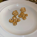 Crystal Flower Stud Earrings In Gold And Silver With Decorative Details view 6