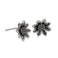 Sunflower Stud Earrings in Antique Silver-Tone Metal Jewelry view 5