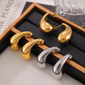 Gold Steel Chubby Teardrop Stud Earrings Polished Pair view 3