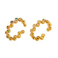 Gold Steel Open Bubble Bezel Crystal Rings Clear Multicolor view 5