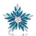 Marquise Rhinestone Snowflake Brooch Blue Clear Silver Tone view 1