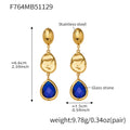 Teardrop Glass Drop Earrings Gold Stainless Blue Green Red view 6