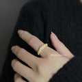 Gold Open Adjustable Clear CZ Wheat Cluster Band Ring view 2
