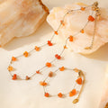 Gold Chain Orange Natural Stone Chip Necklace And Bracelet view 4