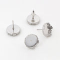 Silver Tone Crown Edge Round Pad Earring Post Findings view 2