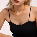 Large Rectangle Zircon Pendant Necklaces Gold Steel Red White view 4