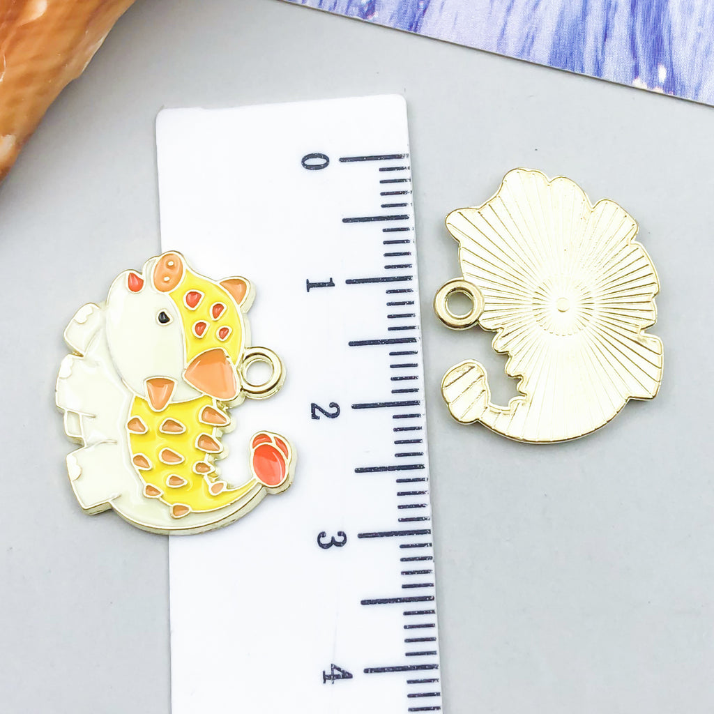 Zinc Alloy Enamel Cartoon Dinosaur Charm Pendant for DIY Keychain Earrings