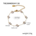 Shell Pearl Station Necklaces and Bracelets Gold Chain view 7