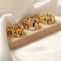 Gold Geometric Open Ring Multicolor Baguette Zircon Band view 3