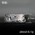 Wide Engraved Scroll Band Ring In Polished Silver Tone view 4