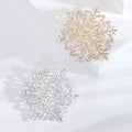Crystal Snowflake Brooch in Gold or Silver Tone Openwork view 1