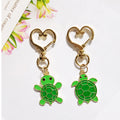 Green Turtle Charms with Gold Tone Heart Clasps in Two Designs view 5