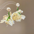 Fabric Flower Cluster Drop Earrings In Three Colors view 7