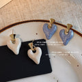 Gold Fan Stud Enamel Open Heart Drop Earrings Pair view 4