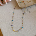Gold Star Charm Multicolor Crystal Bracelet Station Necklace view 7