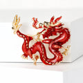 Coiled Chinese Dragon Enamel Brooch in Five Colors view 5