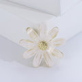 White Acrylic Daisy Brooch With Polished Metal And Sculpted Decorative Details view 6