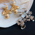 Textured Leaf And Crystal Drop Earrings Fashion Jewelry view 4
