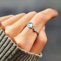 Silver Tone Blue Planet and Star Open Adjustable Ring view 3