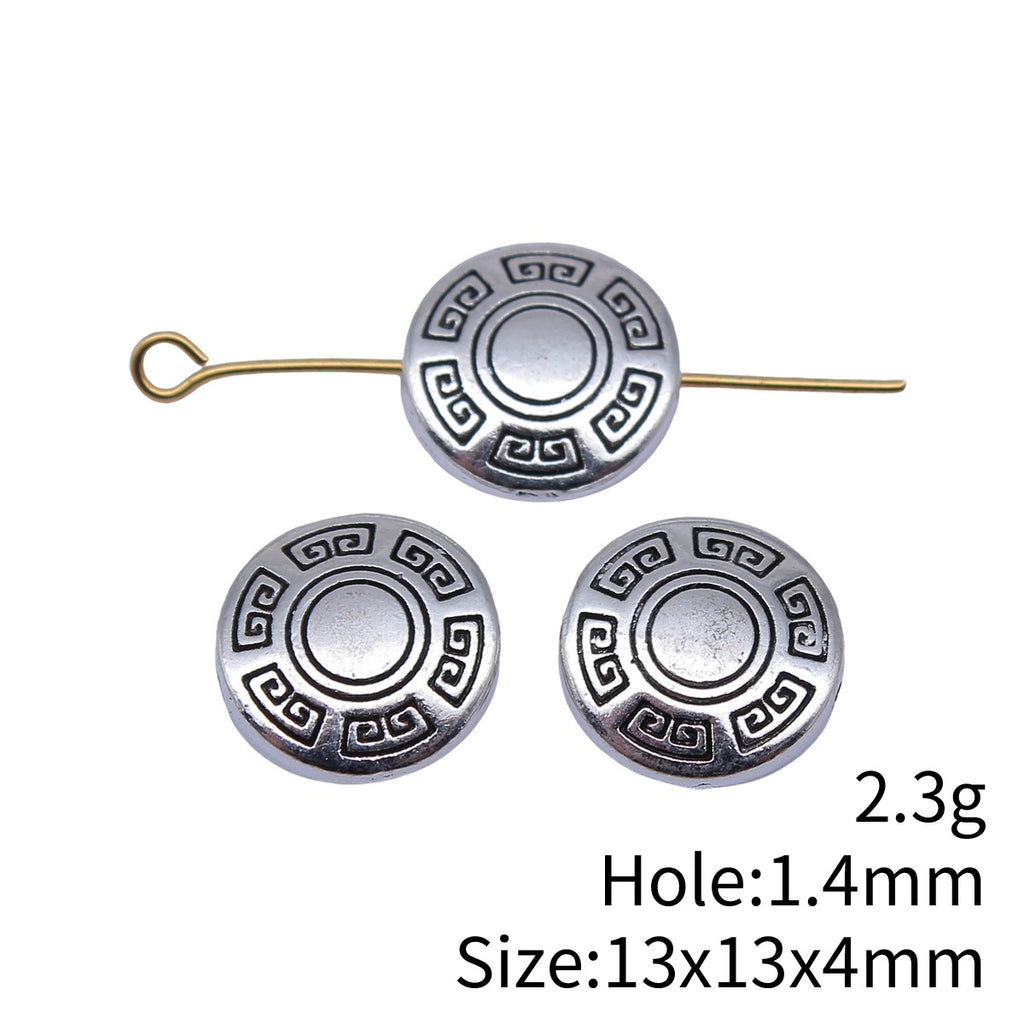 13x13x4mm 2.3g Antique Silver Zinc Alloy Floral Round Small Hole Beads for DIY Bracelet Jewelry Making