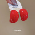 Glossy Red Curved Statement Stud Earrings Jewelry Design view 4