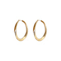 Slim Elongated Oval Hoop Earrings in Gold and Silver Tones view 5