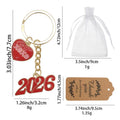 Red Heart XOXO Metal Keychain With Number Charm and Gold Tone Ring view 2