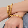 Gold Twisted Wrap Clasp Bangle 316L Stainless Steel view 2