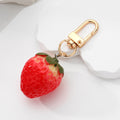 Gold Tone Realistic Resin Strawberry Clip Keychains view 3