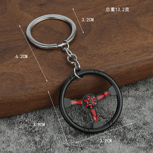 Racing Steering Wheel Zinc Alloy Keychain Bag Charm Gift