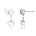 Butterfly and Heart Crystal Drop Earrings in Two Tones view 5
