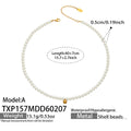 Pearl Bead Necklace Bracelet Set Gold Steel Ball Accent view 8