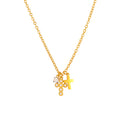 Dual Cross Pendant Necklace Zircon Accents Gold Or Steel view 5
