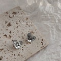 Silver Tone Liquid Metal Irregular Heart Stud Earrings view 6