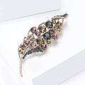 Curved Crystal Feather Brooch with Multicolor Stones view 3