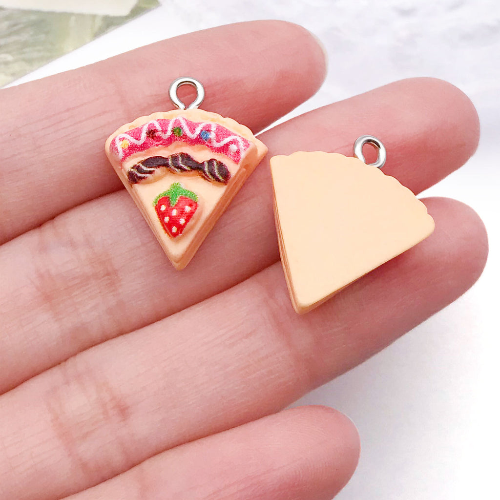 Resin Strawberry Cake Charm Pendant with Eye Screw for DIY Earrings Bag Jewelry