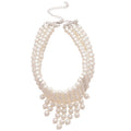 Layered Pearl Fringe Choker Statement Necklace For Women view 5