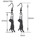 Hanging Cat Hook Earrings Clear Stone Metal Three Colors view 4