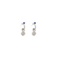 Silver Blue Stud and Clear Look Ball Hoop Earrings view 5