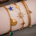 Stainless Steel Star Ocean Dual Chain Bracelets Anklets Gold Steel view 4
