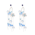 Blue Floral Bead And Chain Long Tassel Stud Earrings view 5