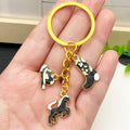 Black Brown White and Pink Western Horse Metal Keychain Set view 3