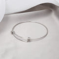 Silver Adjustable Wire Knot Minimal Bangle Bracelet view 2